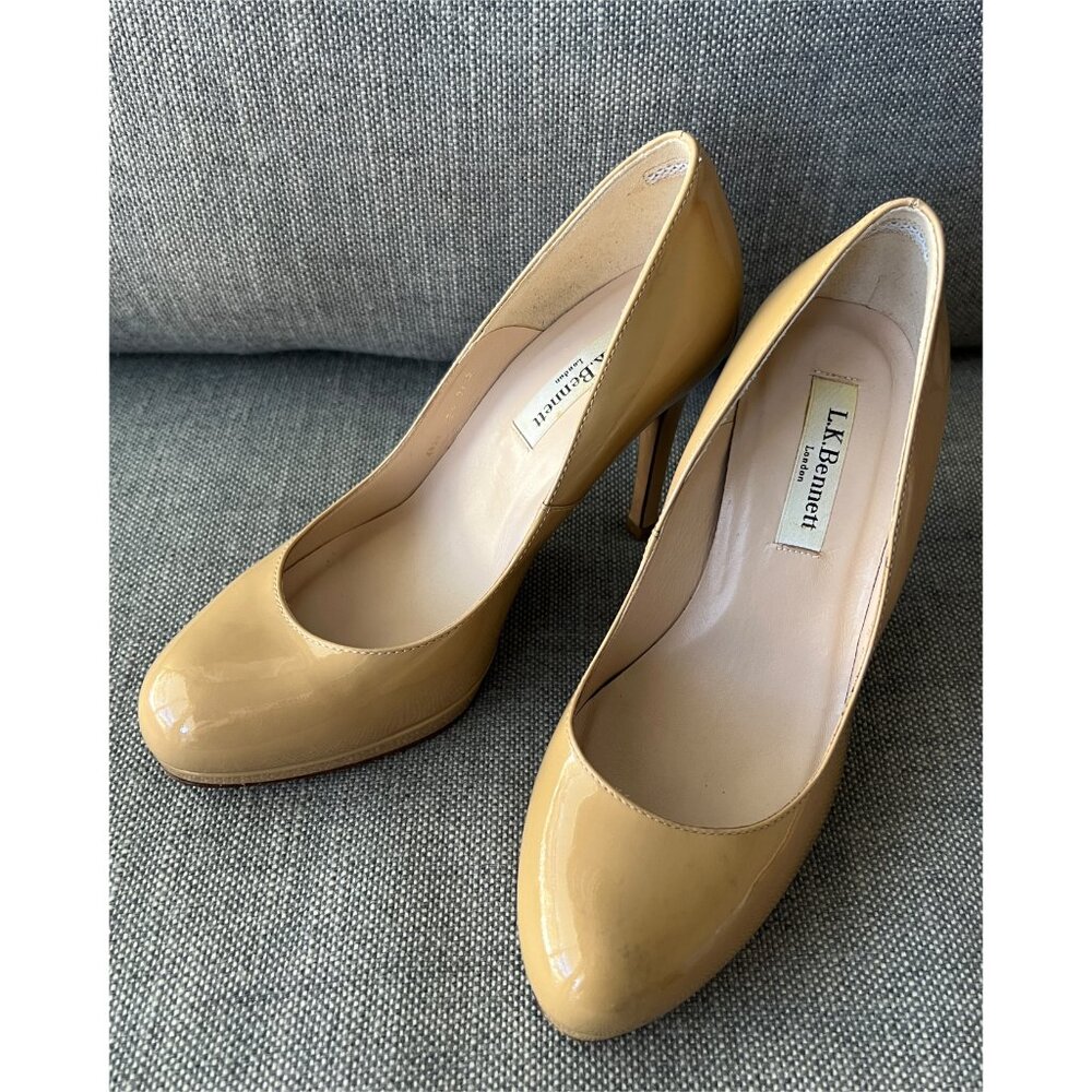 LK Bennett Sledge Platform Pump in Beige Patent Leather, Size 6.5 EU 36.5 - Picture 6 of 15
